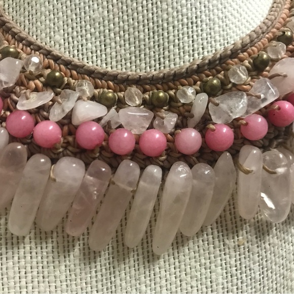 NOVICA Rose Quartz Collar Choker Macrame Necklace - Picture 2 of 6